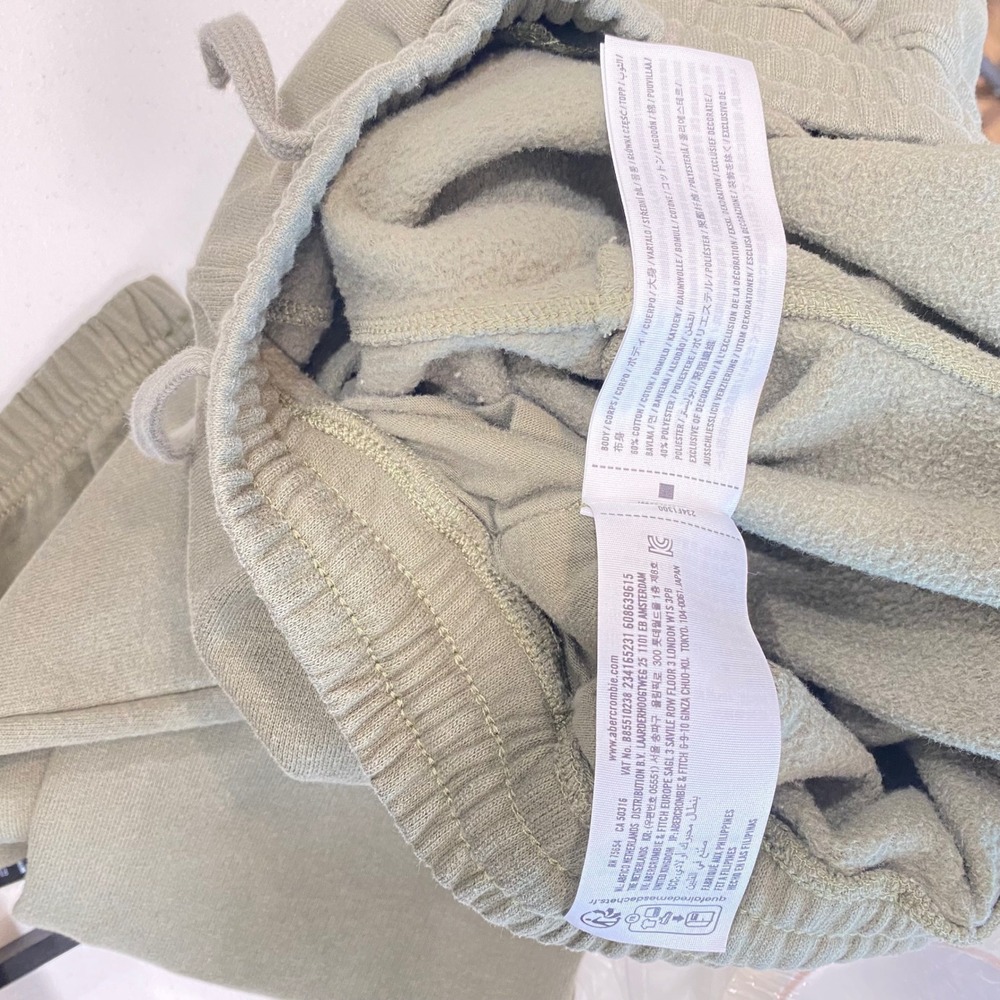 Abercrombie Joggers Kids 13/14 Green Sweatpants Fleece Logo Pockets Drawstring - Picture 5 of 10